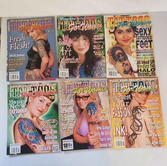 Vintage Tattoo Magazine Lot Of 6 1999 2000 Tattoos For Women 90s Y2K - Picture 1 of 3